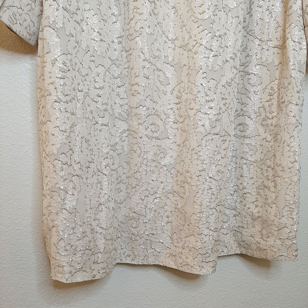 NEW Elizabeth & James Dress Beige Women Size 6 Sparkle Shift Dress LS $425 Silk - Picture 11 of 13